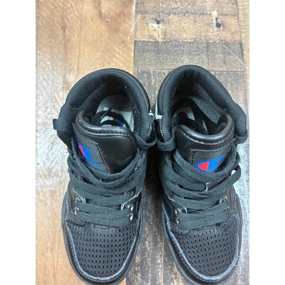 Champion Toddler Boys Black Mid Top Sneakers CPS10309P Size 11P Leather Mesh‎